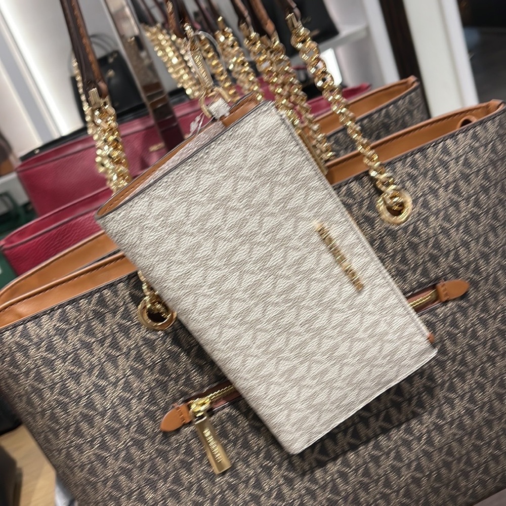 Michael Kors Jet Set Travel Large Double-Zip Wristlet-Wallet-PhoneHolder Vanilla - Picture 13 of 16